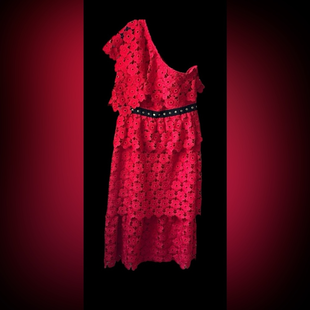 🛍️SALE🛍️ Juicy Couture Black Label Floral Guipure One Shoulder Midi Dress (NWOT) - Picture 6 of 8